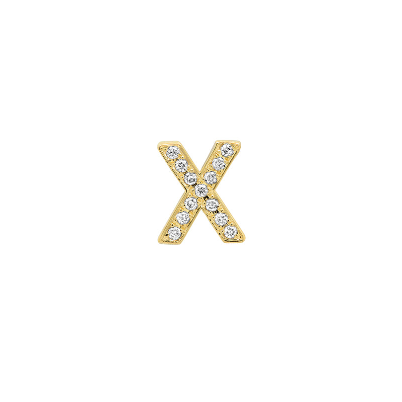 Diamond Mini Uppercase Letter Stud - X