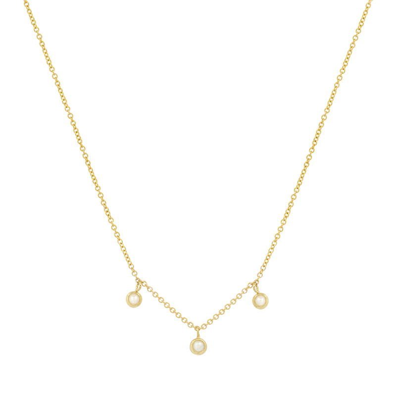 3 Mini Pearl Bezel Dangle Necklace