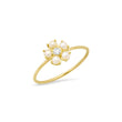 Large Pearl Flower Ring with Diamond Center