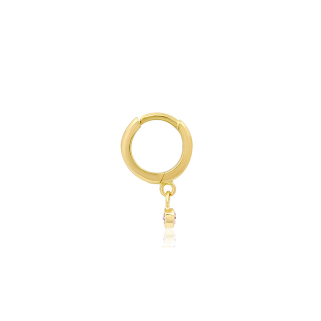 Huggies with Mini Pink Sapphire Bezel Drop