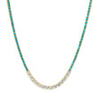 Small 4-Prong Turquoise Tennis Necklace with Large 4-Prong Diamond Accent