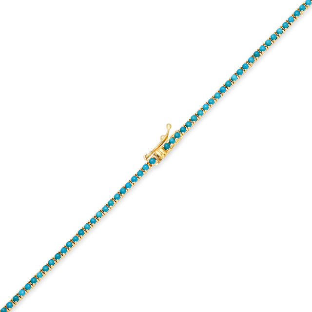 4-Prong Turquoise Tennis Necklace with Large 4-Prong Diamond Accent