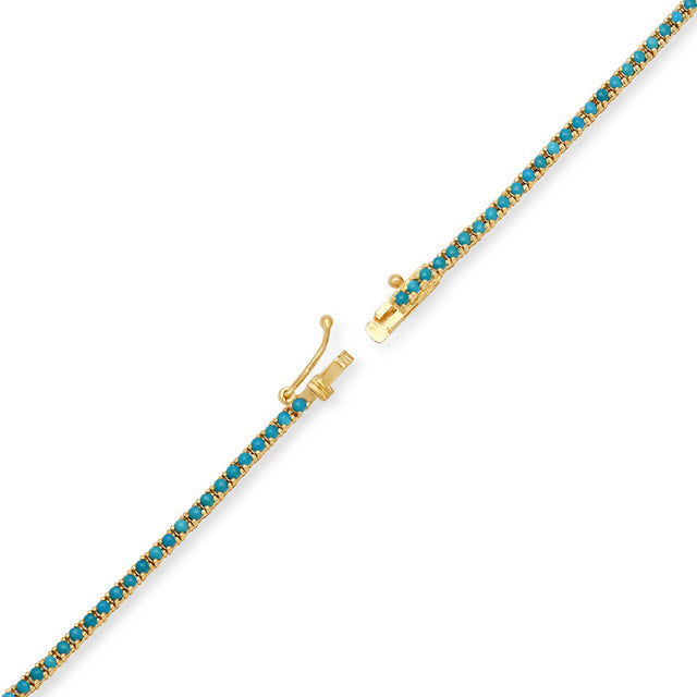 4-Prong Turquoise Tennis Necklace with Large 4-Prong Diamond Accent