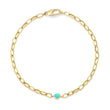 Small Edith Link Bracelet with Single Turquoise Bezel Accent