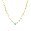 Small Edith Link Necklace with Turquoise Bezel Accent