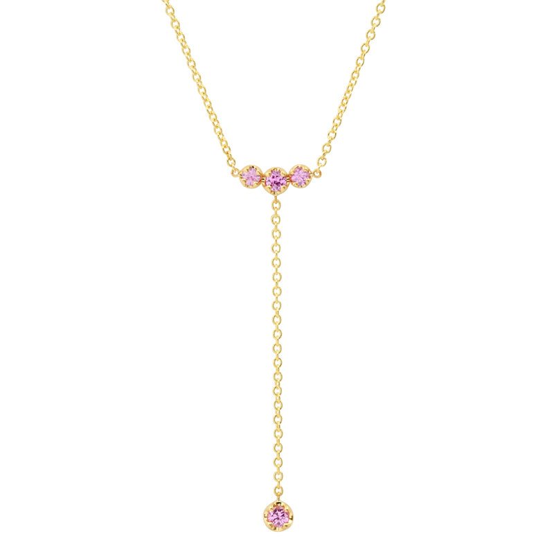 3 Illusion-Set Pink Sapphire Lariat