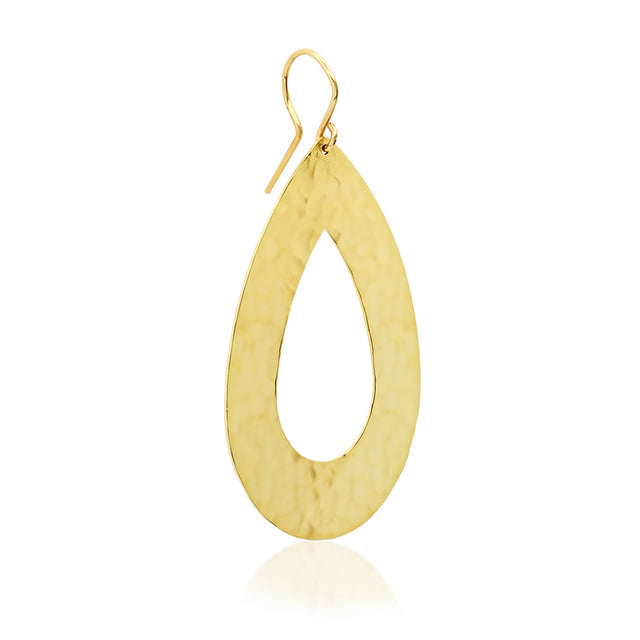 Large Hammered Open Teardrop Earrings