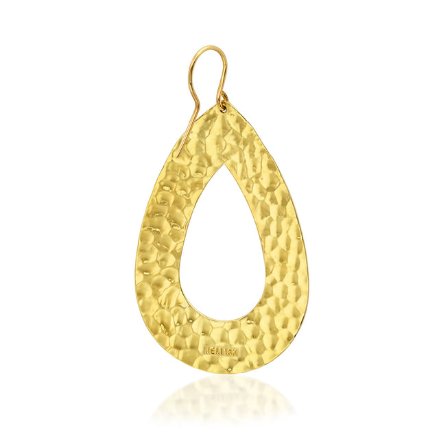 Large Hammered Open Teardrop Earrings
