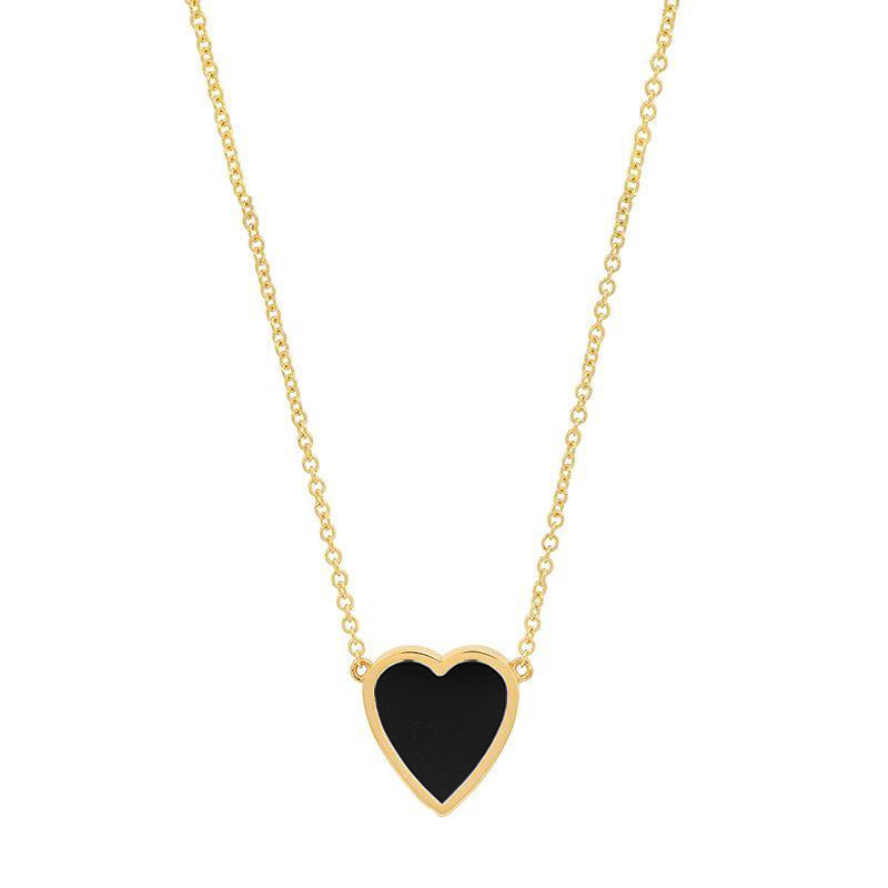 Mini Onyx Inlay Heart Necklace