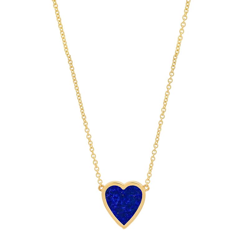 Mini Lapis Inlay Heart Necklace