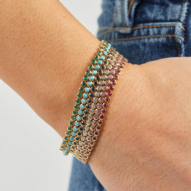 Pink Sapphire Bezel Tennis Bracelet