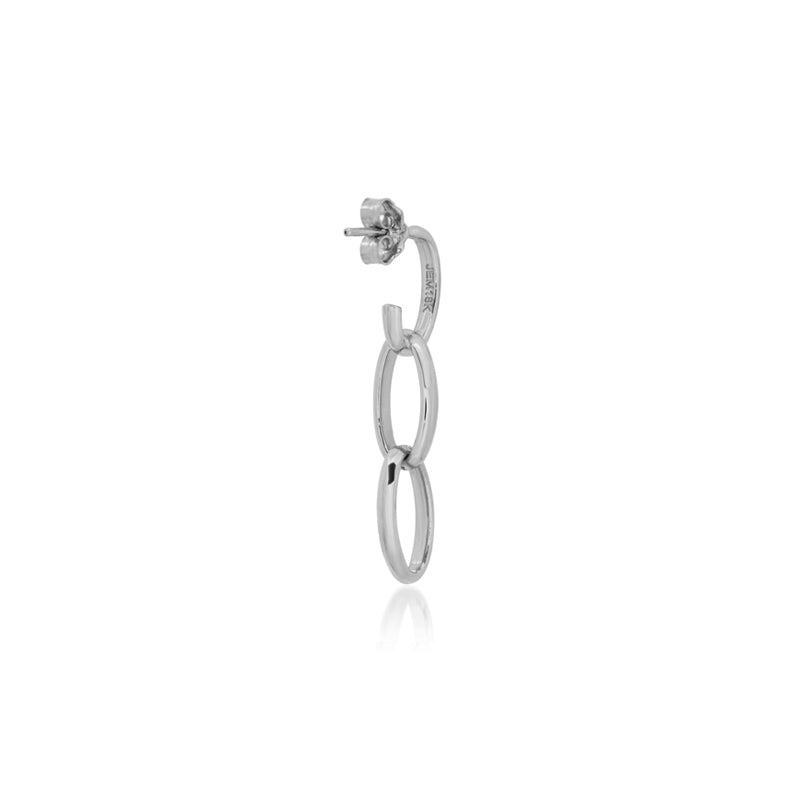 White Gold 3 Medium Edith Link Studs with Diamond Pave Accent