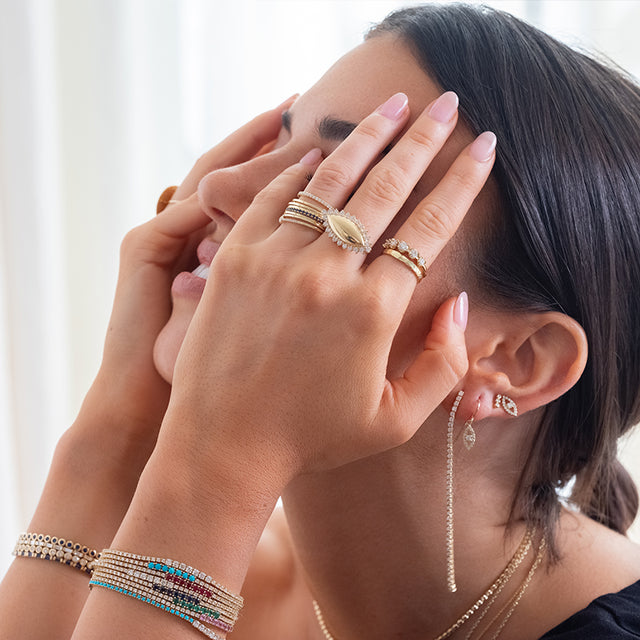 Hammered Ellen Band with Diamond Accent