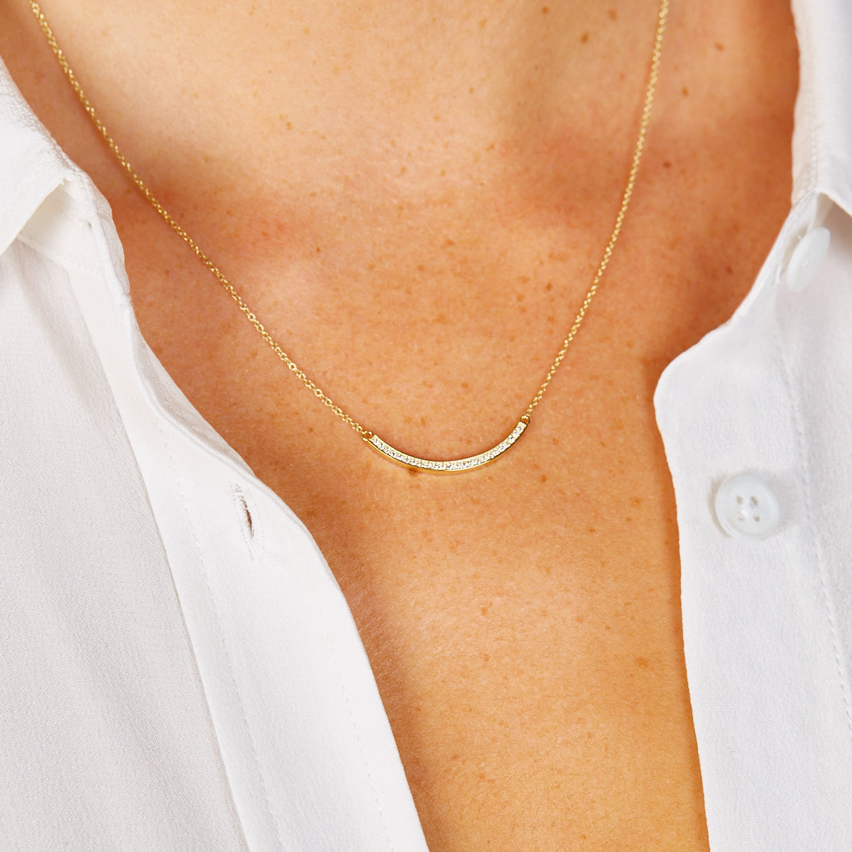 Diamond Curved Stick Necklace