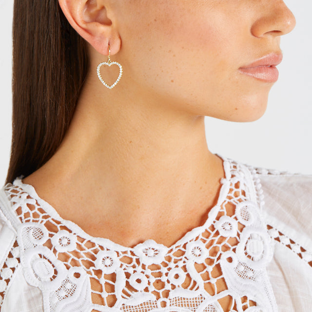 Diamond Large Open Heart Drop Earrings