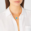 Turquoise Inlay Evil Eye Necklace with Diamonds