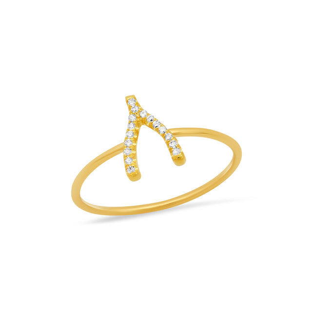 Diamond Mini Wishbone Ring