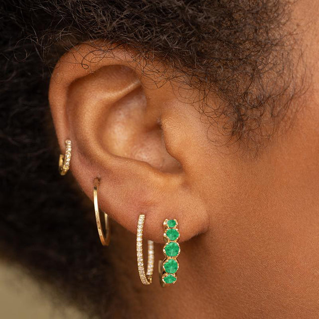 Small Graduated Emerald Hoops