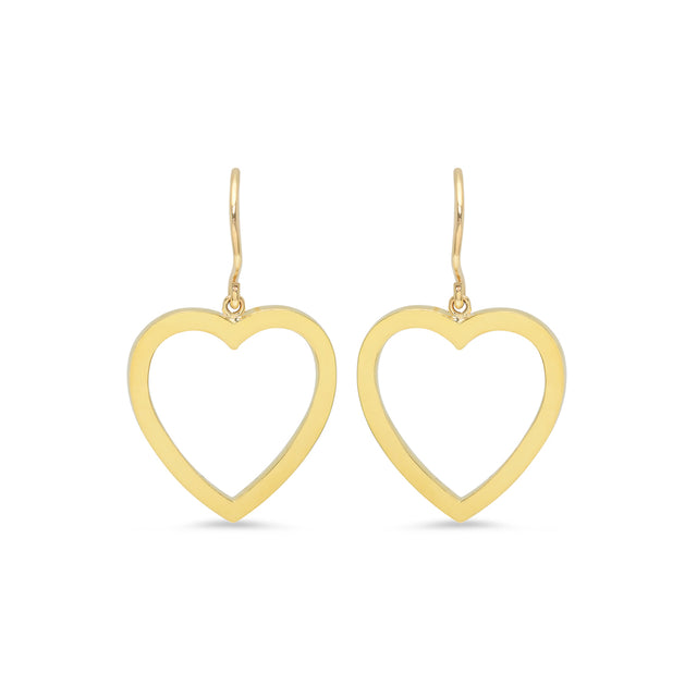 Large Open Heart Drop Earrings