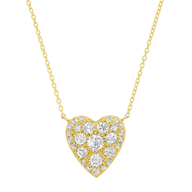 Rose-Cut Diamond Heart Necklace