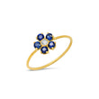 Large Blue Sapphire Flower Ring with Diamond Center