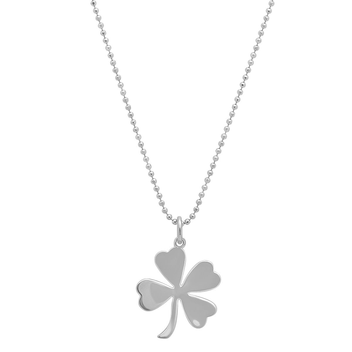 White Gold Large Clover Necklace