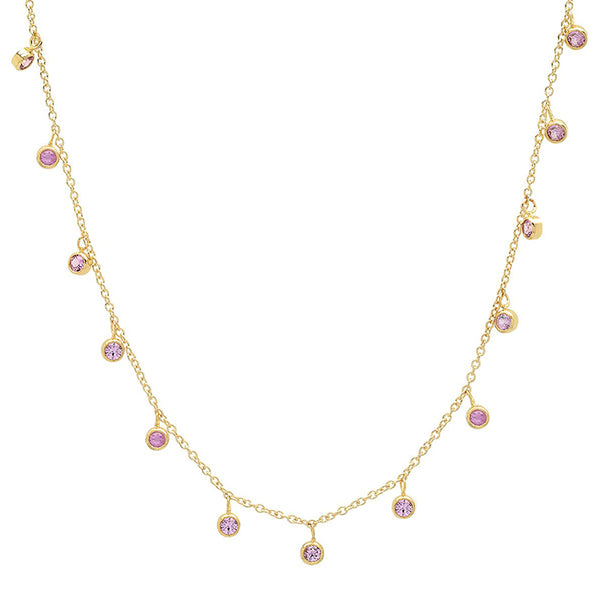 Mini Pink Sapphire Bezel Dangle By-The-Inch Necklace for Women ...