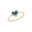 Extra Small Opal Inlay Heart Ring with Diamonds
