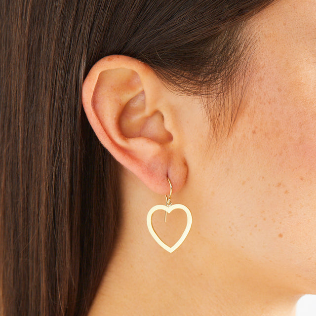 Large Open Heart Drop Earrings