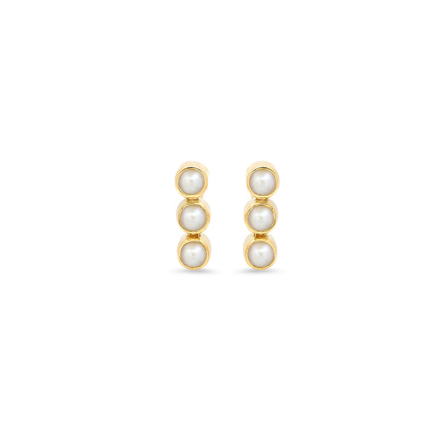 3 Mini Pearl Bezel Studs