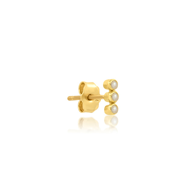 3 Mini Pearl Bezel Studs