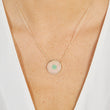Pink Opal and Green Turquoise Inlay Evil Eye Necklace with Diamonds