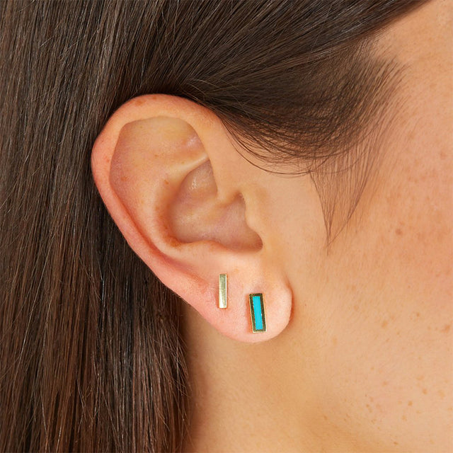 Single Turquoise Inlay Bar Stud