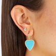 Turquoise Inlay Heart Drop Earrings with Diamonds