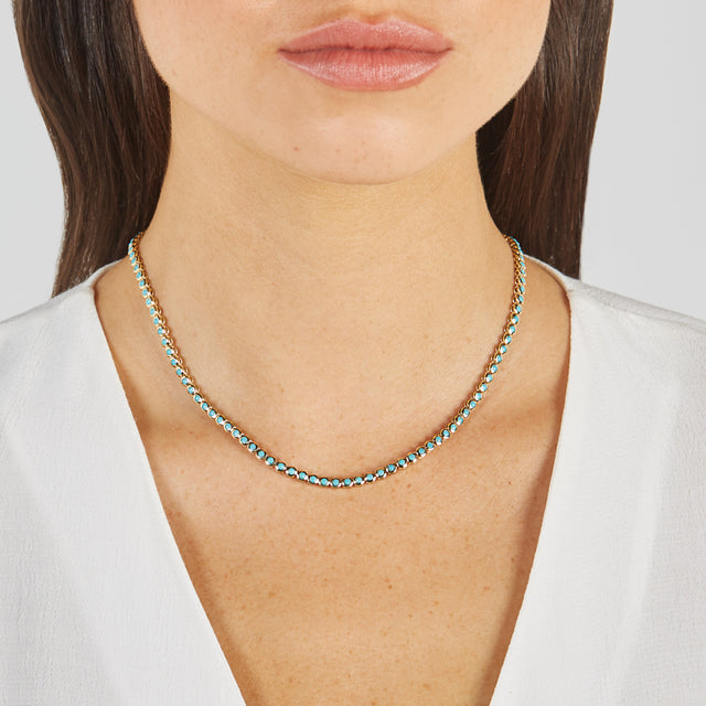 Turquoise Mini Bezel Tennis Necklace