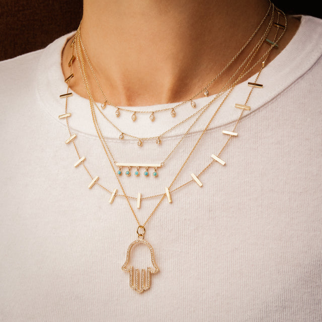 Diamond Large Hamsa Necklace