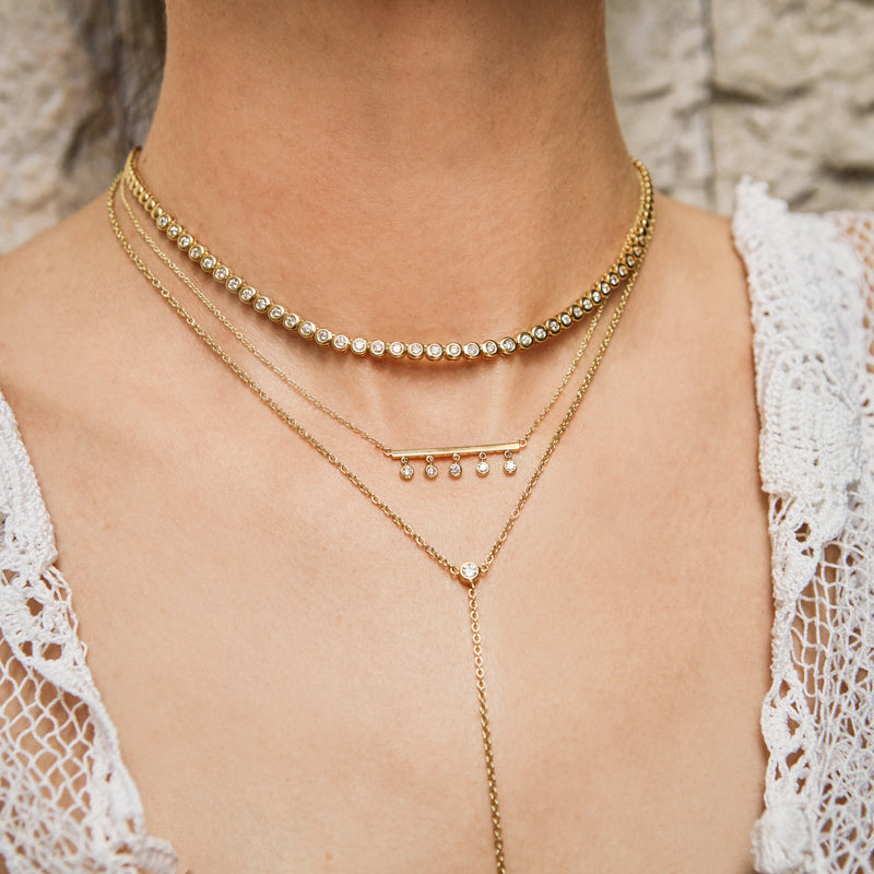 Stick with Diamond Bezel Dangle Necklace