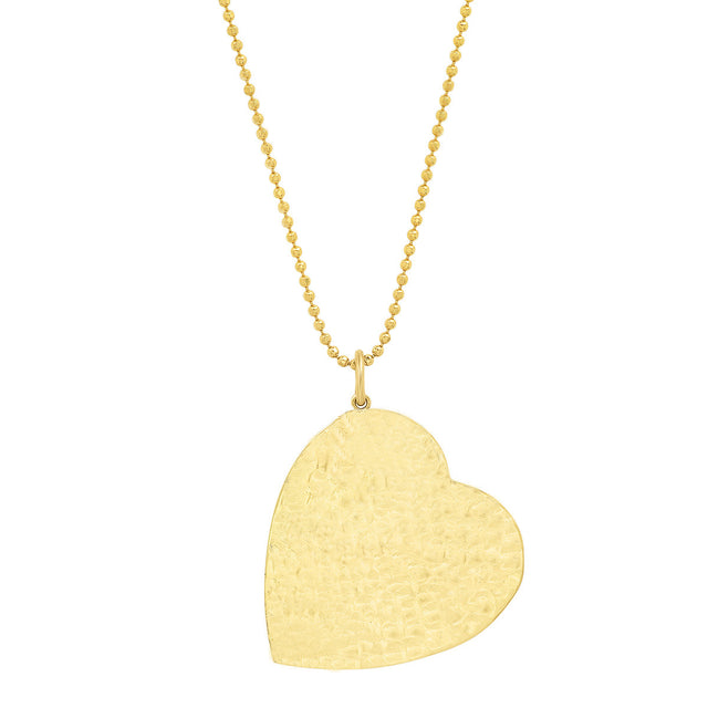 Large Hammered Heart Pendant Necklace