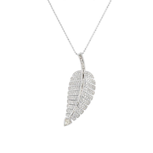 White Gold Diamond Anniversary Leaf Necklace