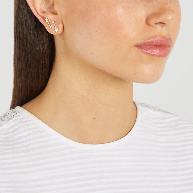 Single Yellow Gold Extra Small Arrow Stud